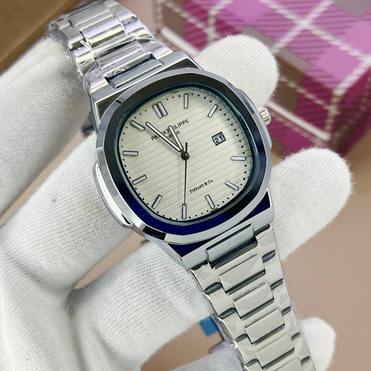 First Copy Pathic Philip Sliver Stainless steel chain watches for men