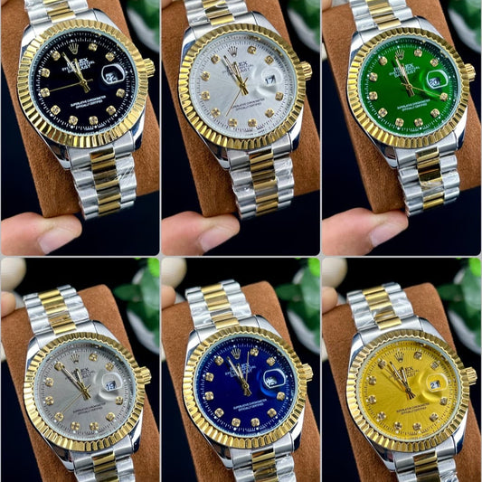 New Rolex Twotone Multi color Golden and sliver Watch for men