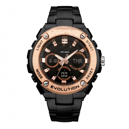 New stylish Stainless steel chain Sports Dual Time Watches for men