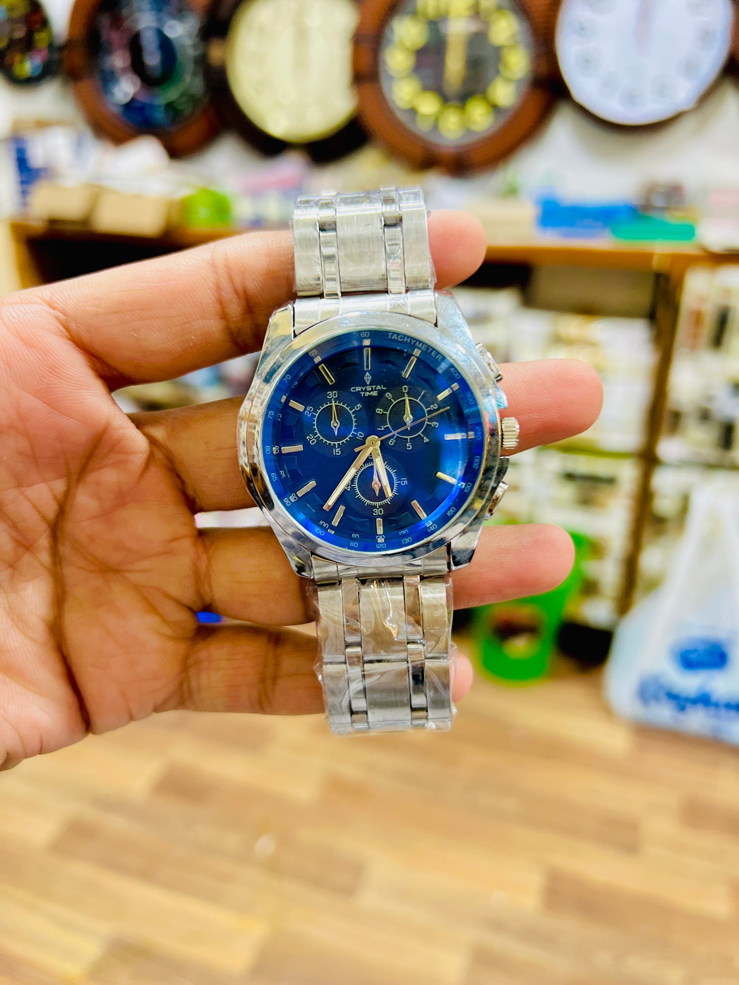 New crystal Time Skelton style silver and black watches
