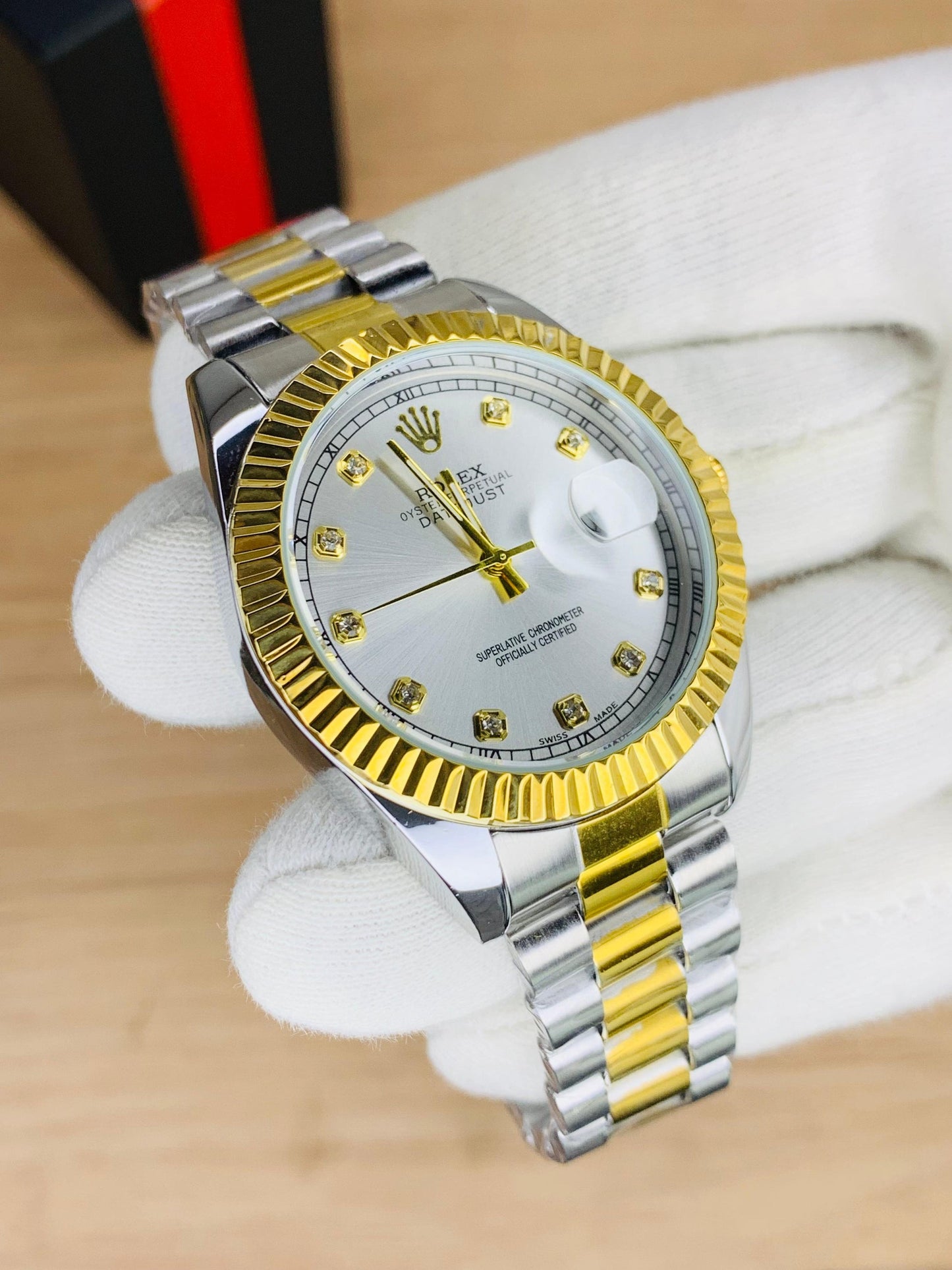 New Rolex Twotone Multi color Golden and sliver Watch for men