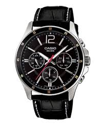 Casio Original Mtp-1374L Men silver cronograph Stainless Steel WR 50m