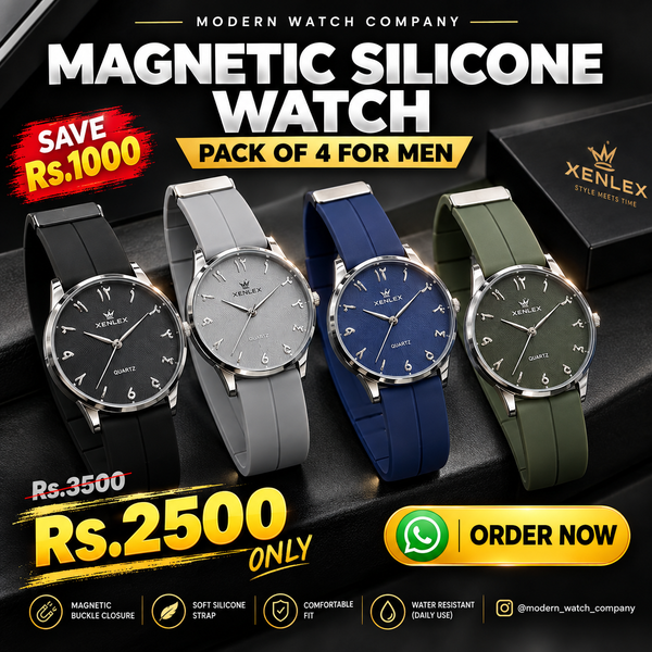Xenlex Magnetic Silicone Watch Pack of 4 for Men