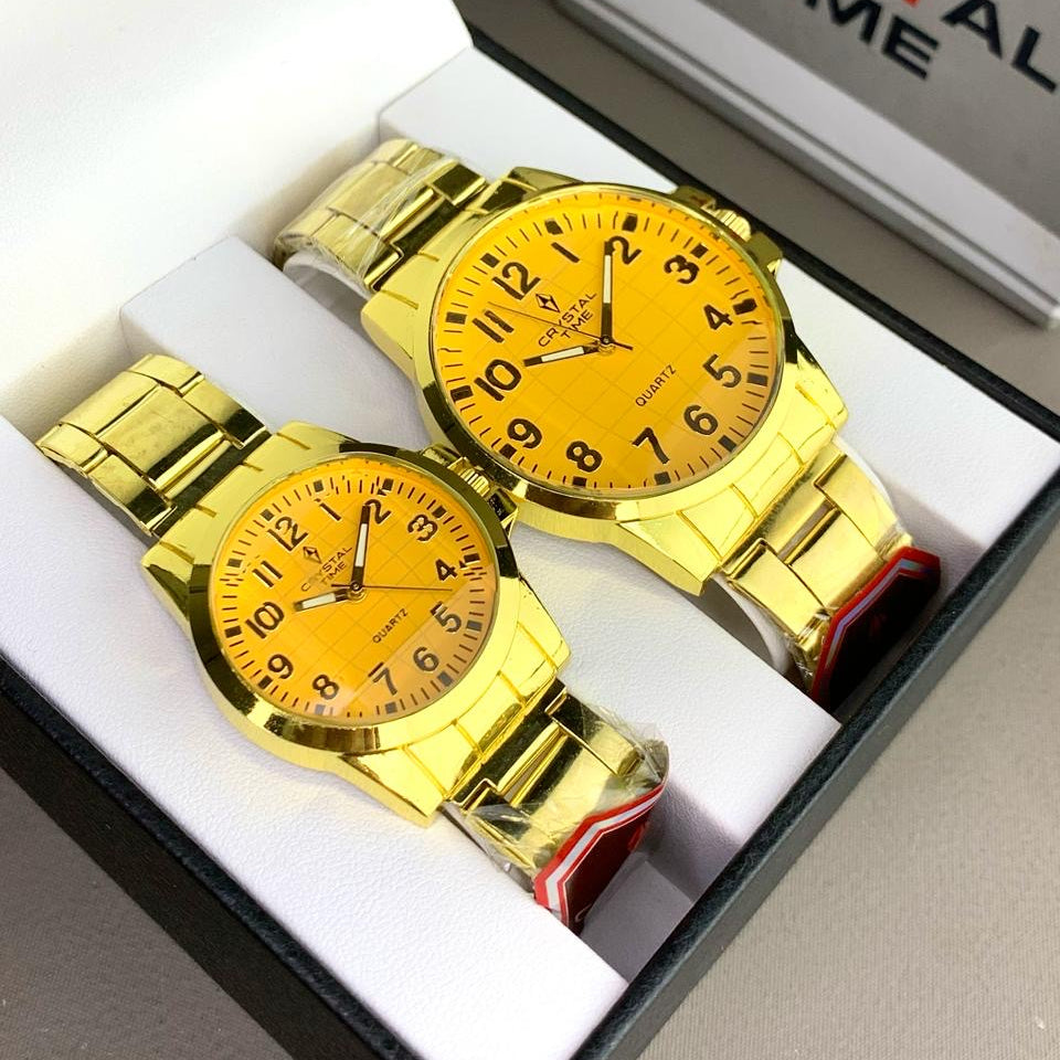 New Crystal Time Couple watch for men and women best Gift set budget friendly