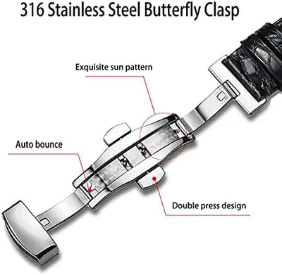 316 stainless steel butterfly clasp for leather watch strap