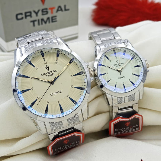New Crystal Time Couple watch for men and women best Gift set budget friendly