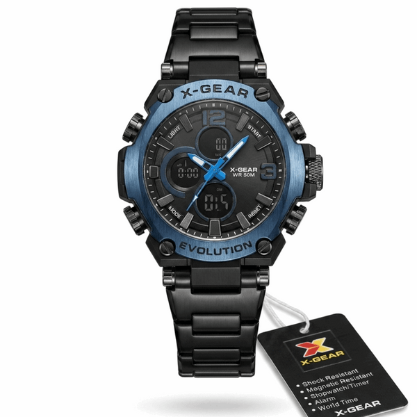 X Gear Waterproof World Time Dual Watch For men