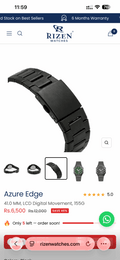 Black sport watch bracelet with clasp