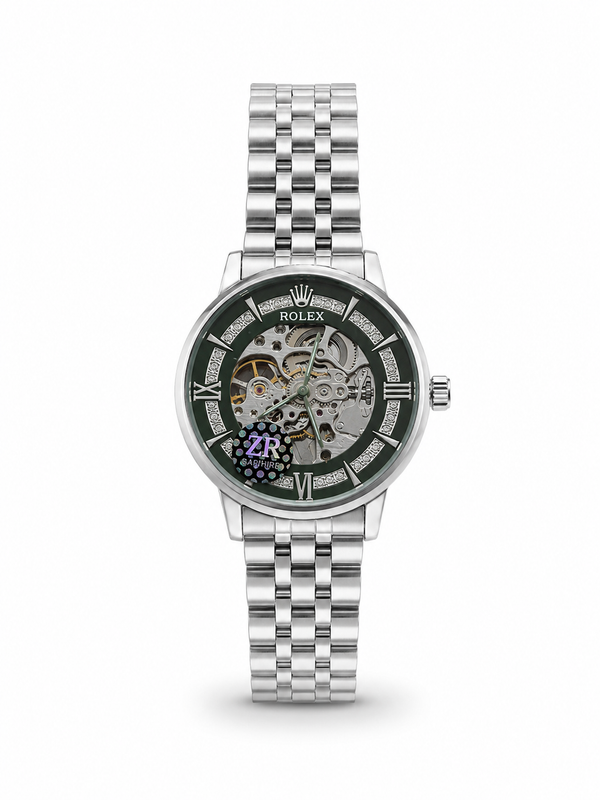 Skeleton Automatic Men's Watch – Full Silver Steel Bracelet