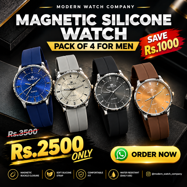 Xenlex Magnetic Silicone Watch Pack of 4 for Men