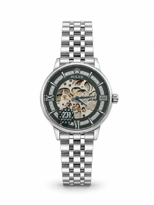 Skeleton Automatic Men's Watch – Full Silver Steel Bracelet