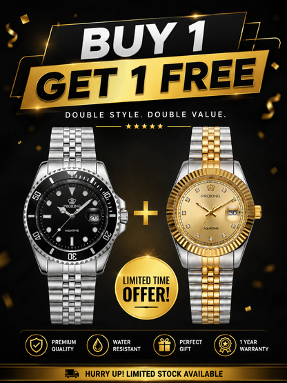 Stainless steel diver watch with black dial and black bezel, steel bracelet