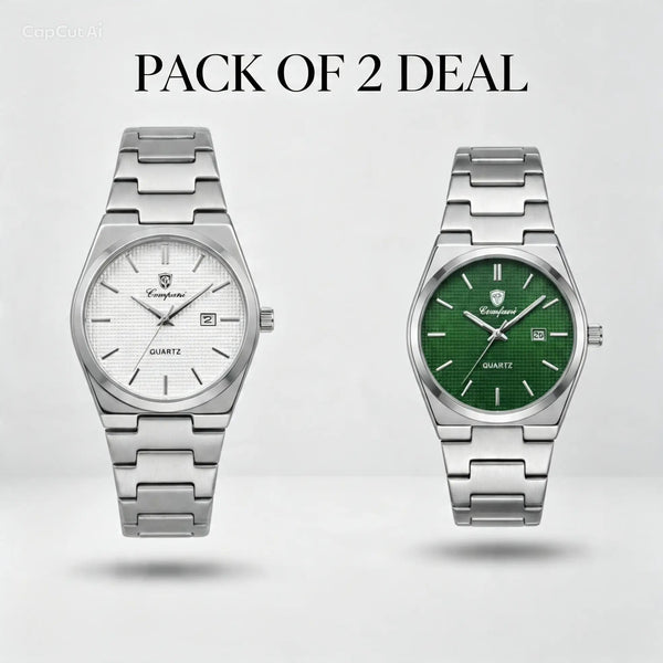 Compani Quartz Pack of 2 Watches – Steel Bracelet Bundle
