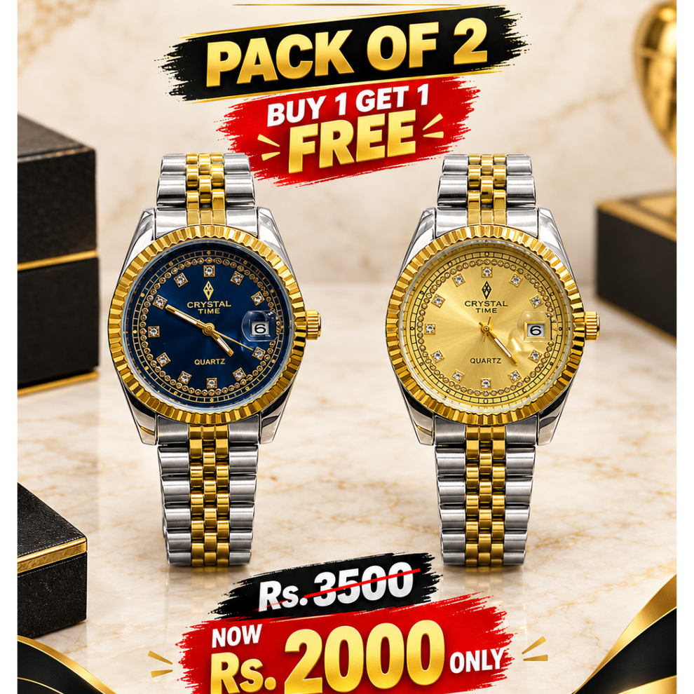 Crystal Time Watches Pack of 2 – Rs. 2,000 | Modern Watch