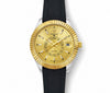 PORKING silicone strap men’s watch with gold-tone case, black band, and gold dial