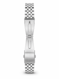 ZR Sapphire ladies skeleton automatic watch - silver butterfly deployment clasp detail