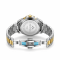 Two-tone men’s quartz wristwatch with stainless-steel back and link bracelet.