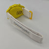 Yellow-dial chronograph wristwatch with white case and white strap