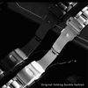 Black smartwatch-style strap with folding buckle detail and metal clasp