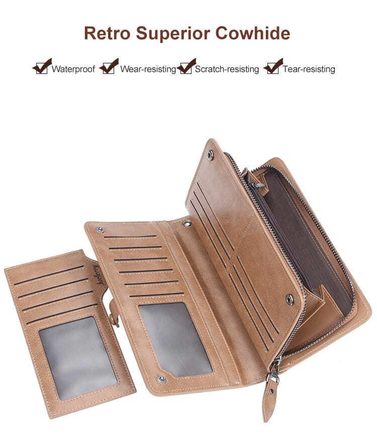 Long Wallet For men And Women PU Leather Business style Zipper card holder