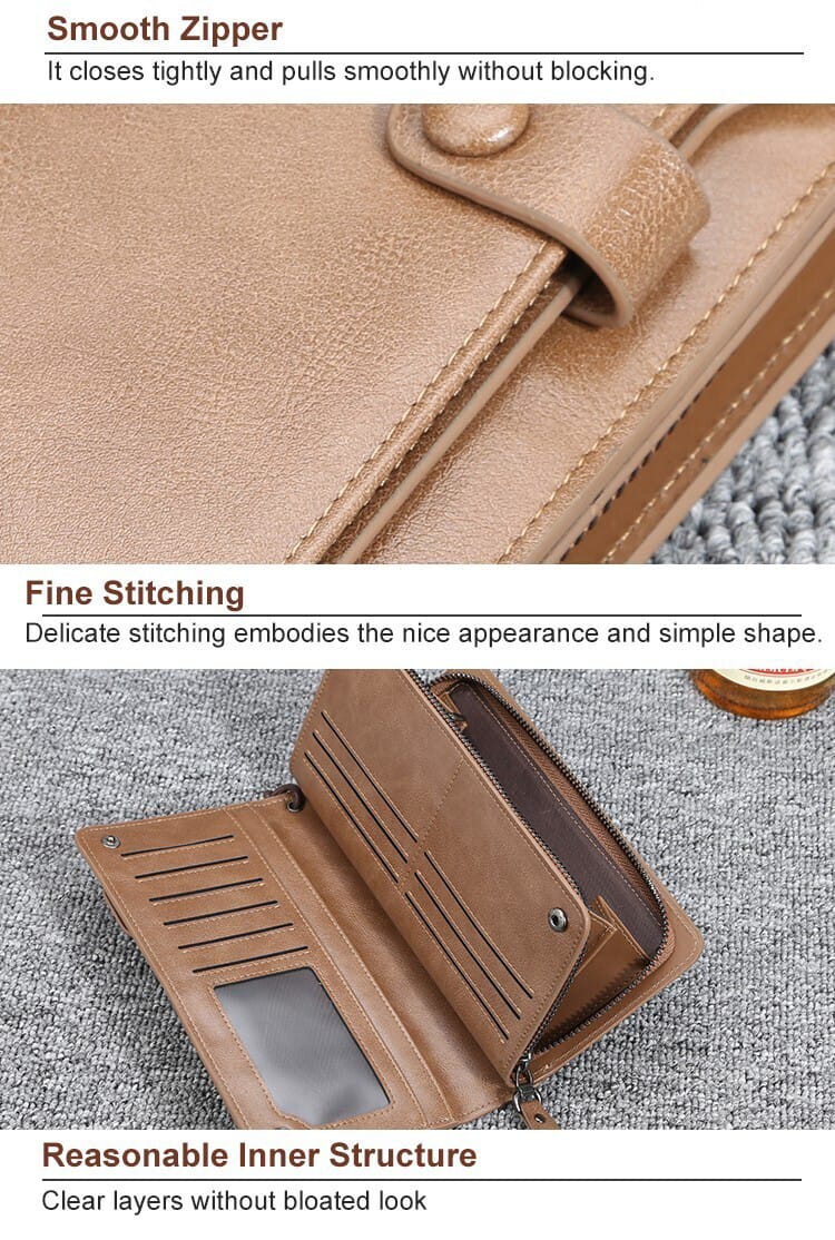 Long Wallet For men And Women PU Leather Business style Zipper card holder