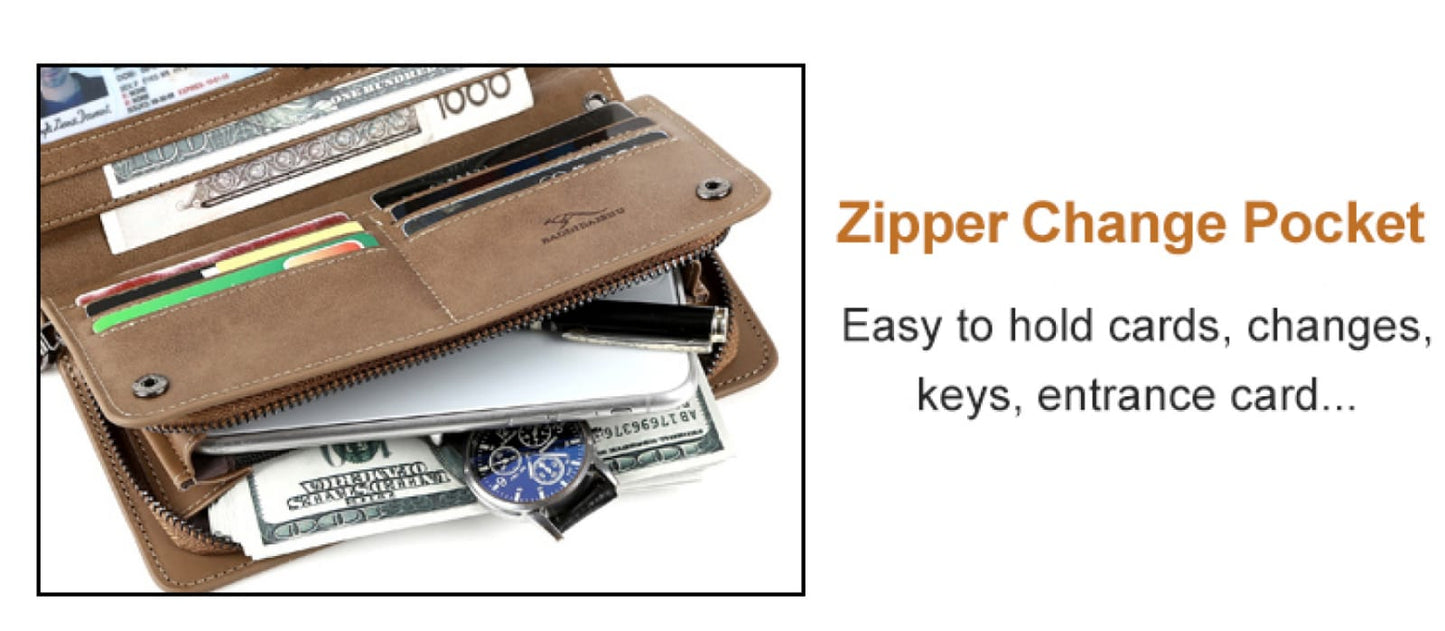 Long Wallet For men And Women PU Leather Business style Zipper card holder