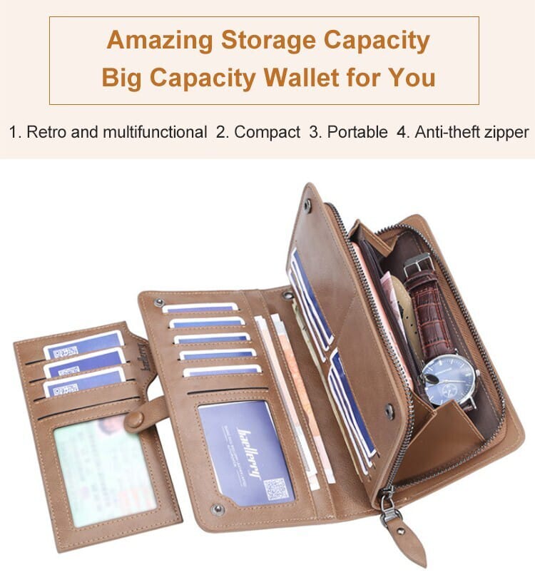 Long Wallet For men And Women PU Leather Business style Zipper card holder