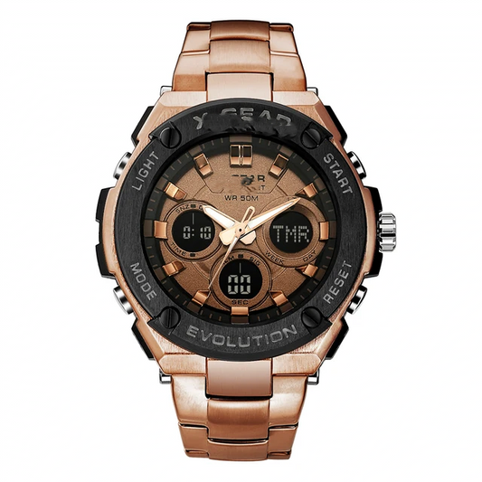 New stylish Stainless steel chain Sports Dual Time Watches for men