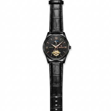 Fitros Diamond Leather Strap Mens Watch