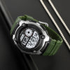 Waterproof Skmei 2517 watch, green rubber strap and silver digital dial