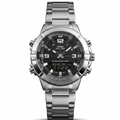SKMEI Dual Time silver stainless steel watch with black dial, analog digital display and illuminator