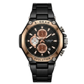 X-Gear Evolution chronograph men's watch black with rose gold bezel and carbon fiber dial