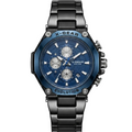 X-Gear Evolution chronograph men's watch black with blue bezel and blue textured dial