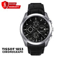 Tissot 1853 Chronograph Automatic Watch with black dial and leather strap