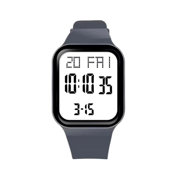 Lasika Squre Digital LED Big Display Watch – Black & Grey Silicone Band