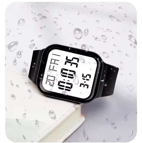 Lasika Squre Digital LED Big Display Watch – Black & Grey Silicone Band