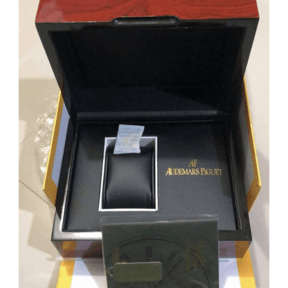 Open watch box with black cushion and AUDEMARS PIGUET inner display tray