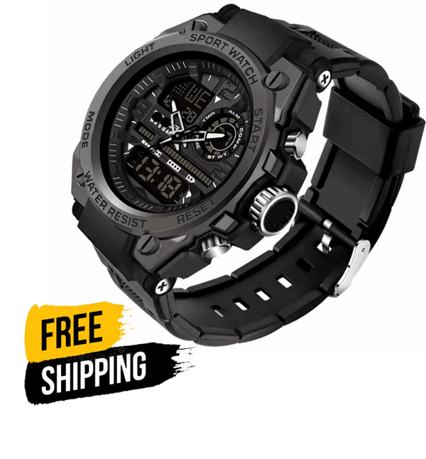 New C shok Heavy Weight Dual Time Rubber Strap Mens Watch