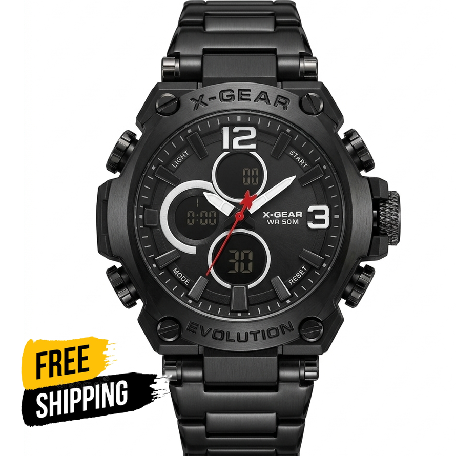 X Gear Waterproof World Time Dual Watch For men