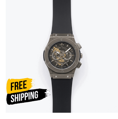 Master Lock men's wristwatch with black strap and gold-toned chronograph dials