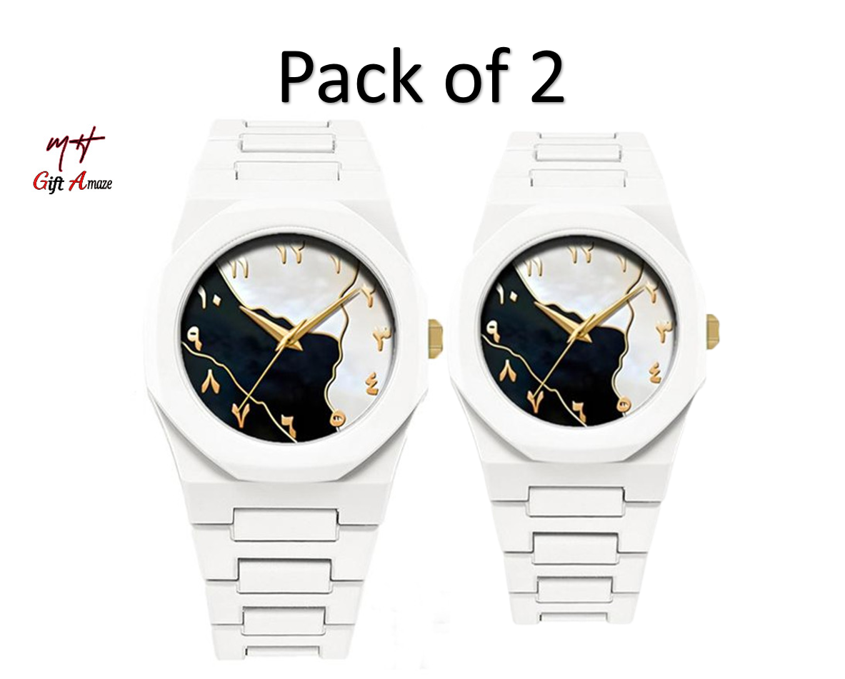 Pack of 2 Aura mix Color Watch for men Arabic watch