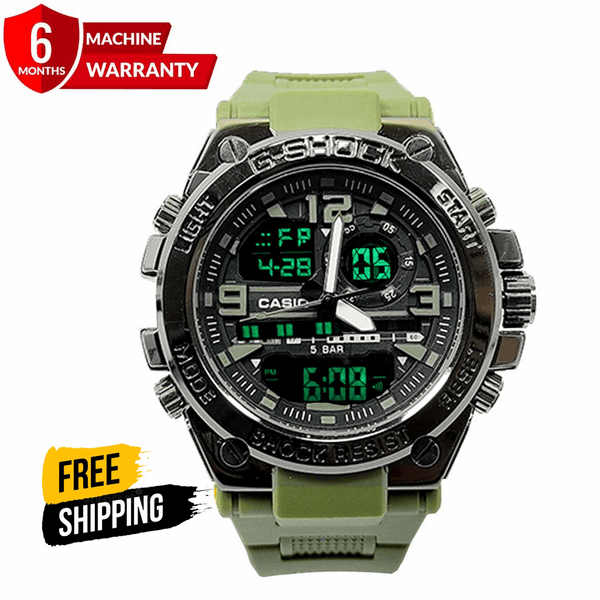New C shok Heavy Weight Dual Time Rubber Strap Mens Watch