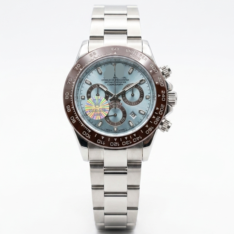 Rolex Daytona ice blue dial stainless steel wristwatch with three subdials and tachymeter