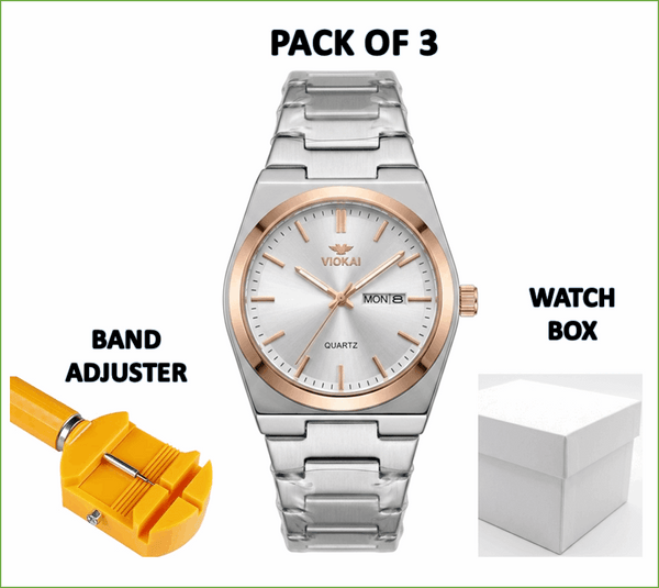 Viokai Men's Waterproof Quartz Watch – Multiple Dial Colors