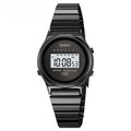 Skmei waterproof ladies watch, black dial and black metal bracelet with digital display