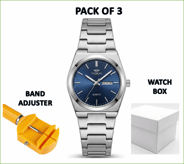 Viokai Men's Waterproof Quartz Watch – Multiple Dial Colors