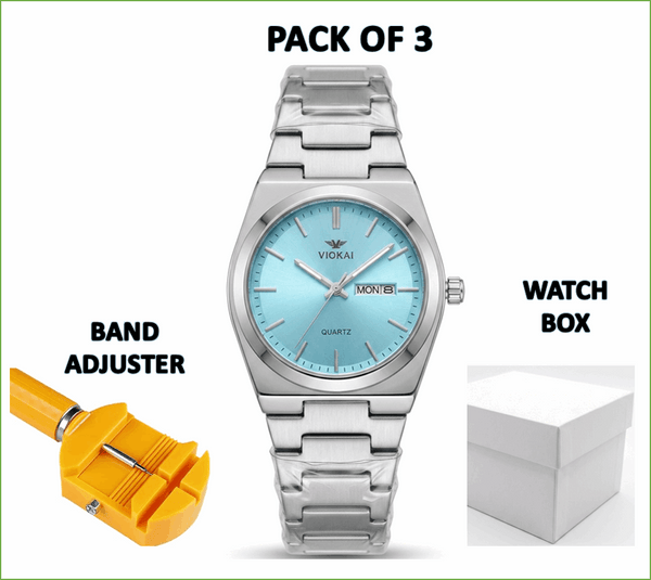 Viokai Men's Waterproof Quartz Watch – Multiple Dial Colors