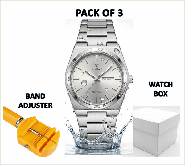 Viokai Men's Waterproof Quartz Watch – Multiple Dial Colors