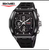 Men's SKMEI waterproof wristwatch, black-tone case, black dial, black rubber strap