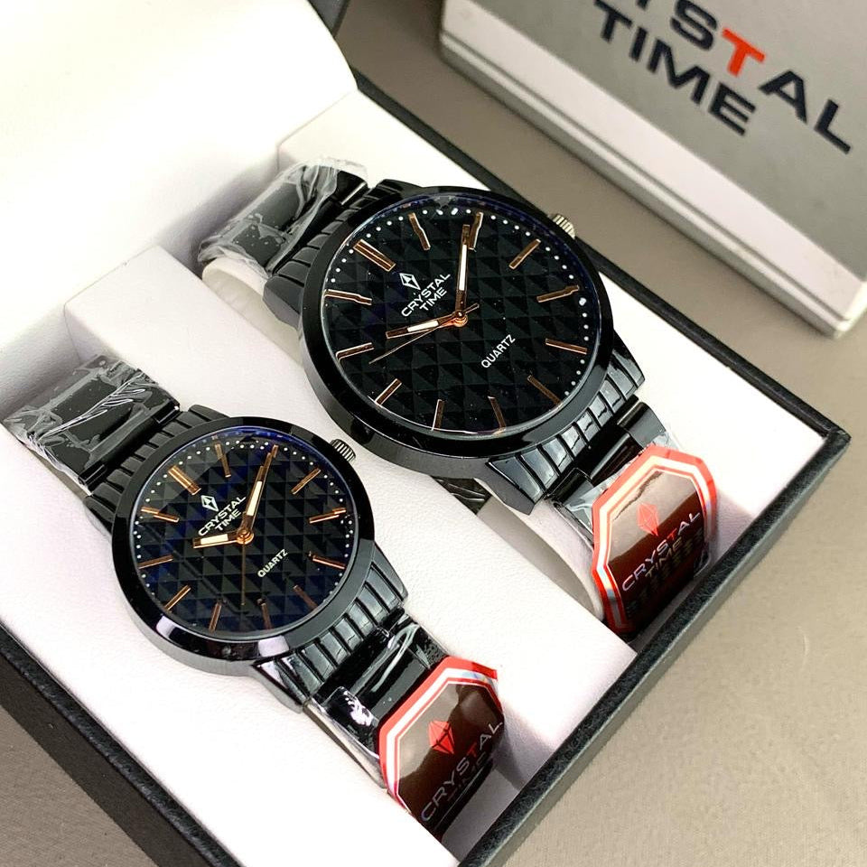 New Crystal Time Couple watch for men and women best Gift set budget friendly